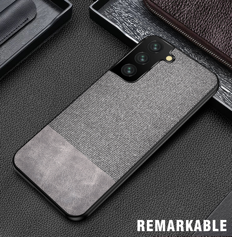 Samsung Galaxy S21 Ultra S21 Plus S20 FE Case Luxury Slim Hybrid Soft TPU Leather+Fabric Protective Cover