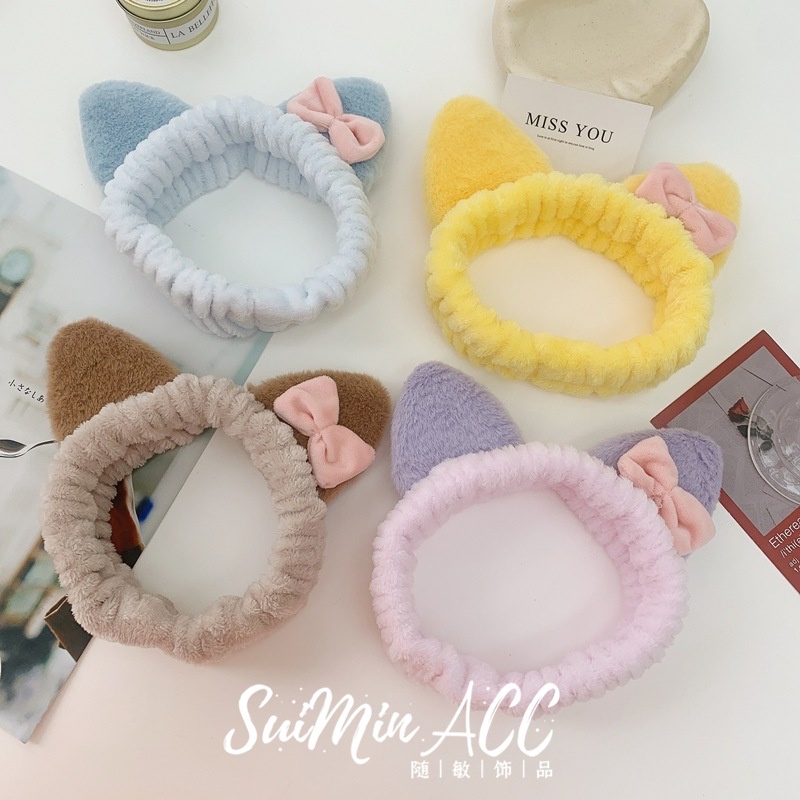 Băng Đô Cài Tóc Rửa Mặt Co Giãn Bản Rộng Bằng Vải Lông Hình Bướm Dễ Thương Phong Cách Hàn Quốc Cho Nữ