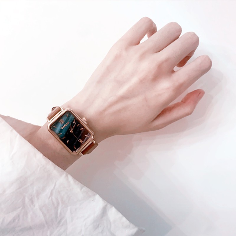 Đồng hồ nữ thời trang Cadycat dây da mặt chữ nhật ám xanh cực đẹp, 6 màu dể dàng phối đồ ( Mã: CDC03 ) | BigBuy360 - bigbuy360.vn