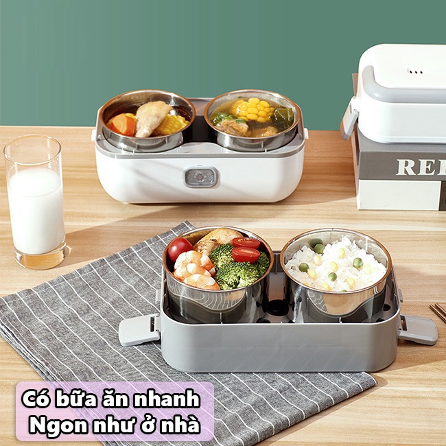 Hộp cơm điện văn phòng 🌺 CHÍNH HÃNG BẢO HÀNH 6 T🌺 2 tầng, 4 khay inox giữ nhiệt,nấu chín đồ ăn, hâm nóng đồ ăn gọn nhẹ