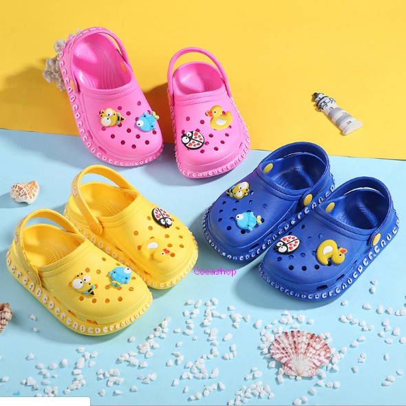 Giày sục cao su siêu mềm cho bé trai bé gái tặng kèm 4 sticker viền chữ baby