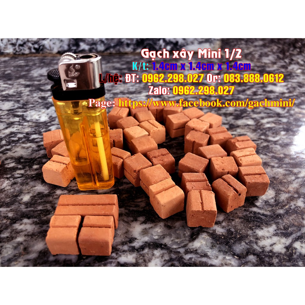 Gạch xây Mini 1/2 (set 100 viên), Gạch xây Mini, xây nhà mini, mô hình tiểu cảnh, trang trí sân vườn