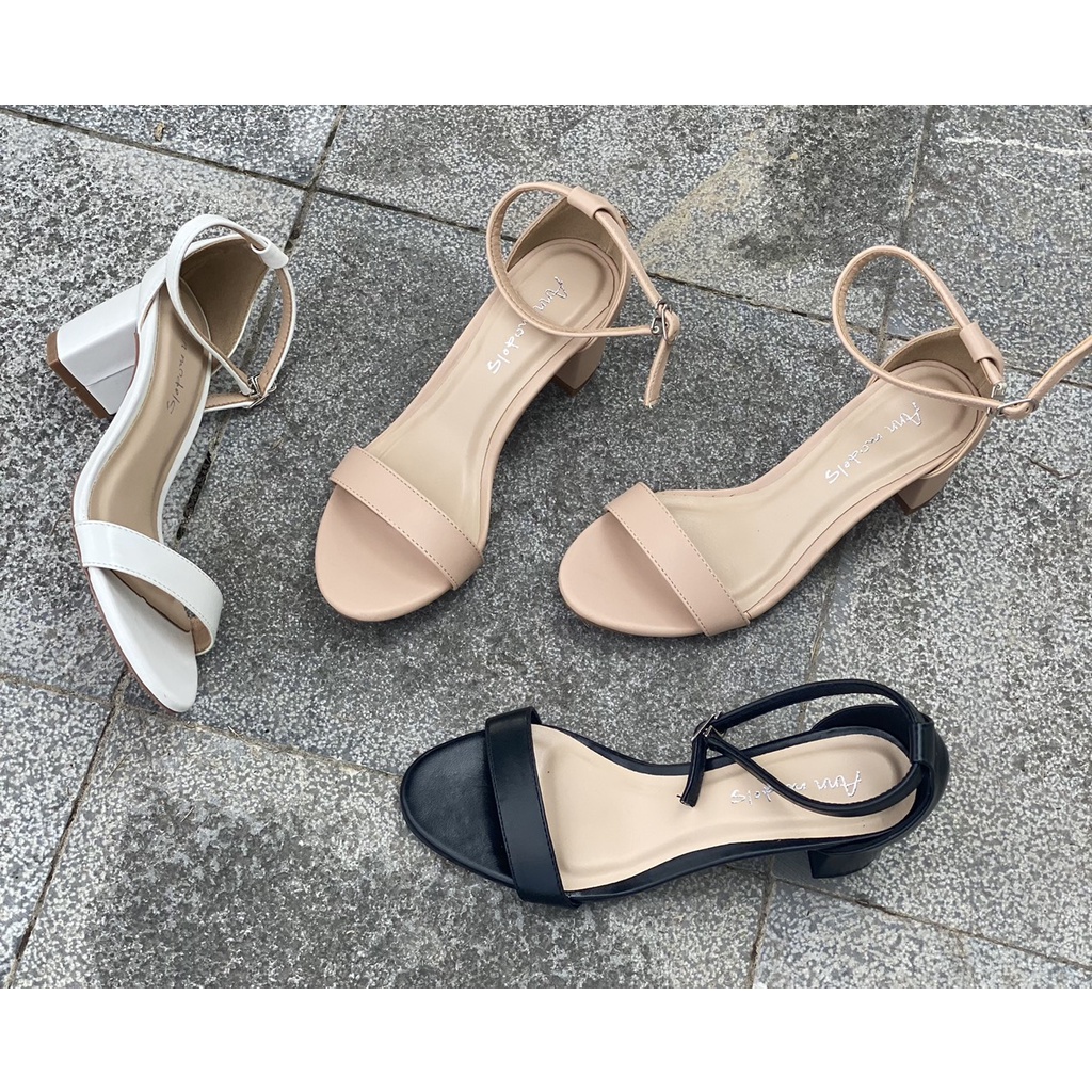 Giày sandal 5 phân mũi tròn bít hậu phối quai ngang kiểu dáng thời trang phong cách Hàn Quốc 2022 - SD022H13