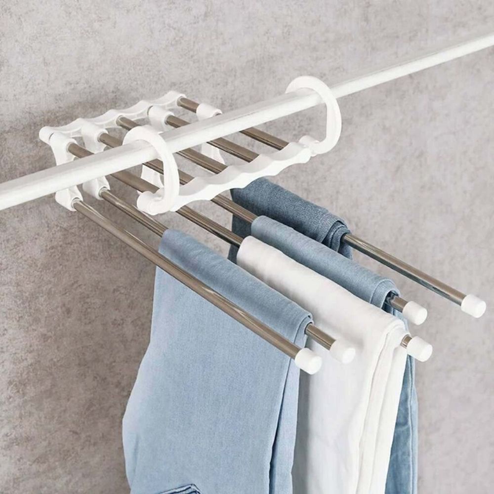 Móc Treo Quần Áo 5 Trong 1 Đa Năng Bằng Thép Không Gỉ