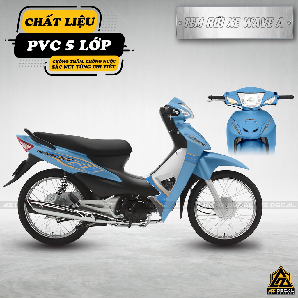 Tem Rời Xe Wave Alpha 2006-2021 Thiết Kế Vàng Đồng | WA07 | Decal Chế Dán Wave A 110 100 Chống Nước, Chống Phai Màu