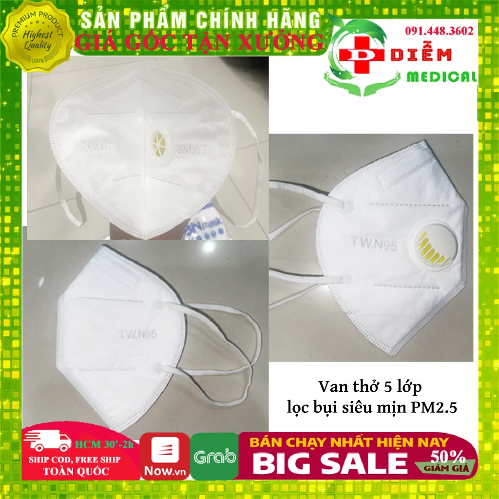 [CHÍNH HÃNG-1 Cái] Khẩu Trang N95 Có Van 5 Lớp Kháng Khuẩn Lọc Bụi Siêu Mịn PM2.5 face mask BN 1 cái