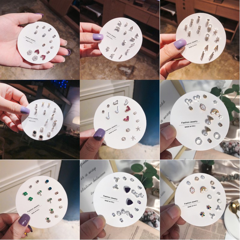 Set 7 đôi khuyên tai nhiều kiểu dáng thời trang cho nữ