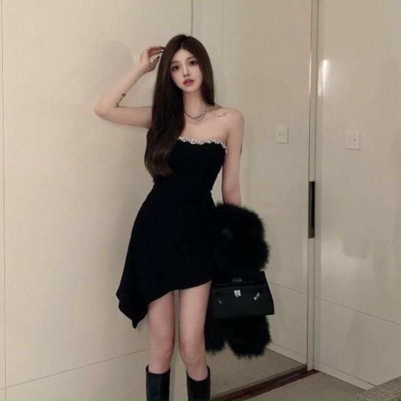 Đầm ống đính cườm dáng ngắn - CarotShop