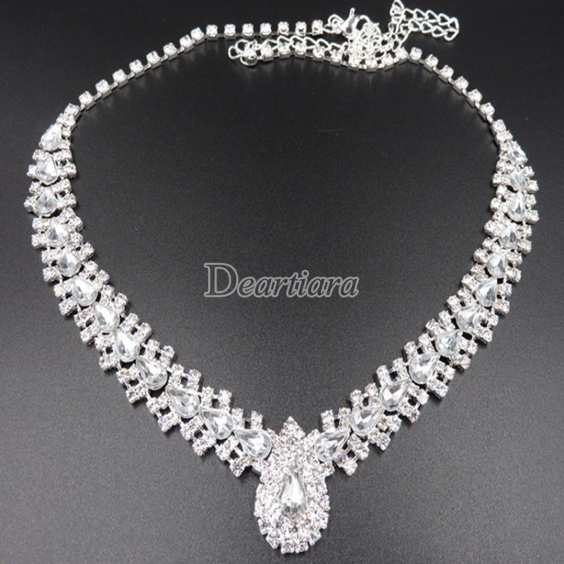 Bộ Vòng cổ Và Bông Tai Hình Giọt Nước Thời Trang Hàn Quốc Cho Cô Dâu