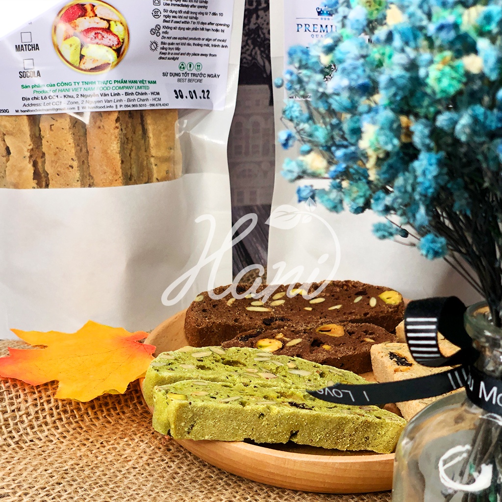 Bánh BISCOTTI 3 vị nguyên cám MẬT ONG dành cho người ăn kiêng, giảm cân, tiểu đường | HANI FOOD