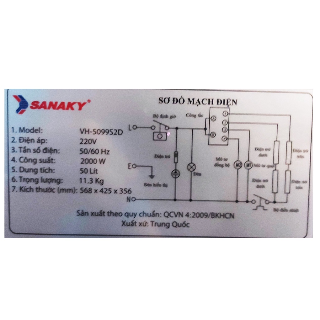 [Mã ELHADEV giảm 4% đơn 300K] Lò nướng Sanaky VH5099S2D 50 lít