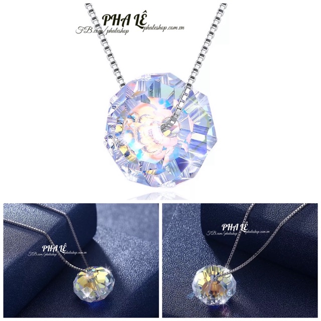 Dây Chuyền Bạc S925 Thiết Kế Với Pha Lê Swarovski Tròn Dẹp