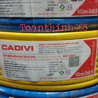  5m Dây điện đôi 2lớp vỏ bọc dẹp VCmo2x2.5 2x50  cadivi 
