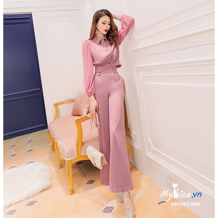 SET bộ đồ cá tính áo Croptop quần ống rộng, chất lụa ngọc trai cực đẹp BH3452 - Mysize