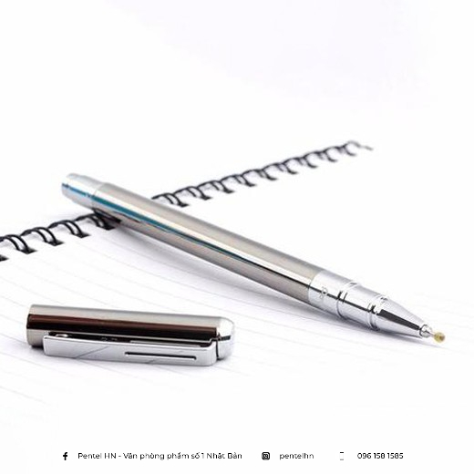 Bút Ký Cao Cấp Pentel BL625 Ngòi 0.5mm Mực Xanh | Thiết Kế Nhỏ Gọn | Vỏ Bút Bằng Thép Không Gỉ