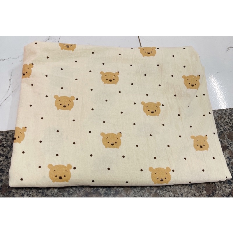 vải thô đũi cara gấu pooh 100% cotton mềm mát thấm hút mồ hôi