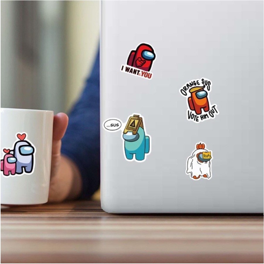 Set Bộ 50 sticker Hot Trend graffiti hình game Among Us  dùng để trang trí điện thoại di động/ván trượt/vali