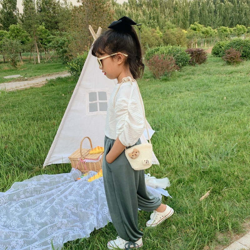 Túi Đeo Vai Đan Rơm Có Khóa Kéo Thời Trang Mùa Hè Cho Bé Gái