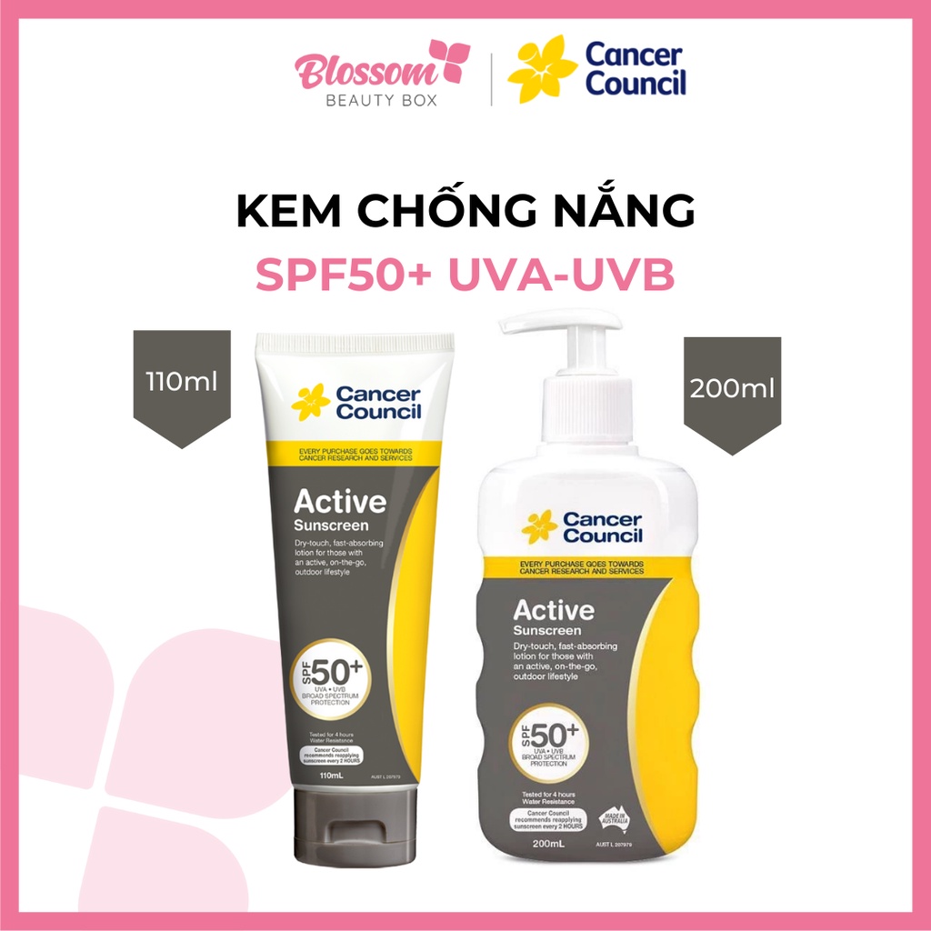 [Hang NK-tem phụ] Kem chống nắng Cancer Council Active Năng Động SPF50+ UVAUVB