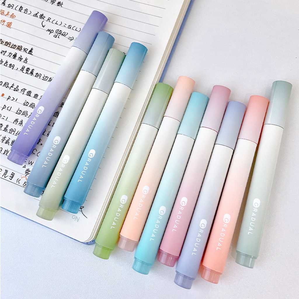 Bút Dạ Quang 4 màu Bút đánh dấu highlight Ngòi Mềm Màu Gradient Color Cho Học Sinh