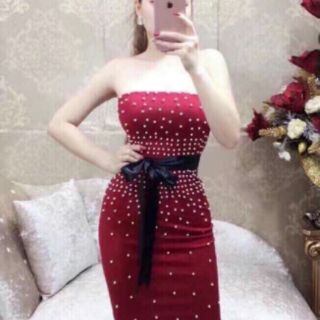 Đầm body cúp ngực kết trân châu