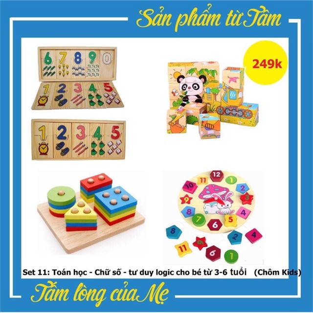 Combo 4 món Toán học, chữ số, tư duy logic cho bé