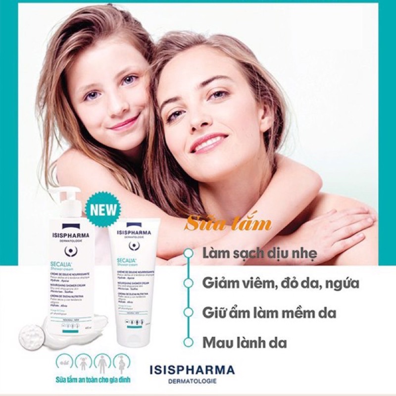 [DATE MỚI-CHÍNH HÃNG PHÒNG KHÁM DA]Sữa tắm dưỡng ẩm dành cho da khô, chàm, kích ứng Secalia Shower Cream Isis Pharma