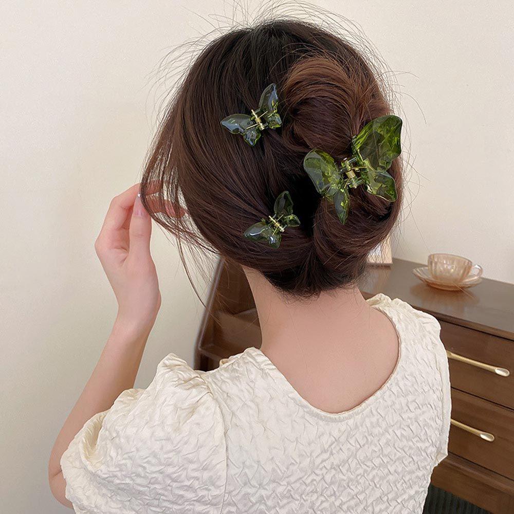 Bộ 3 Kẹp Tóc Cá Mập Bằng Nhựa Trong Suốt Phong Cách Vintage Cho Nữ
