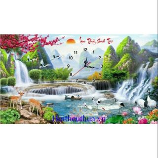 Tranh đính đá đồng hồ - phong cảnh YN5438
