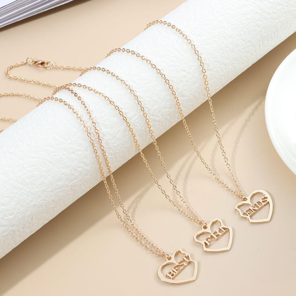 1 Bộ 3 Mặt Dây Chuyền Hình Trái Tim Thời Trang