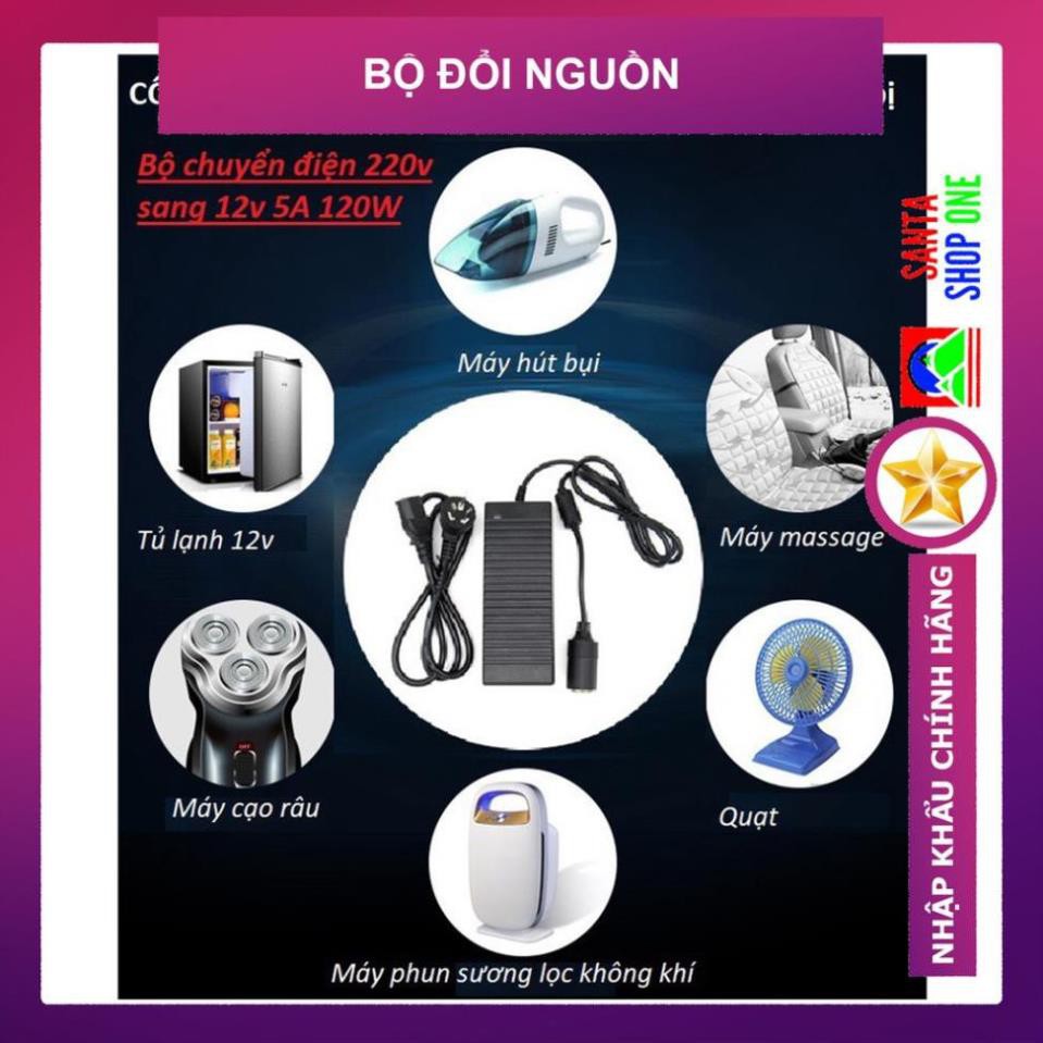 Bộ Adapter Chuyển Đổi Điện AC 220V Sang DC 12V Dùng Cho Máy Bơm, Máy Hút Bụi Ô Tô Xe Hơi 60W -VUADOCHOI