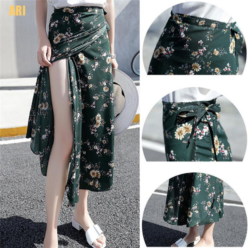 Chân Váy Chiffon Dài Lưng Cao In Họa Tiết Hoa Phong Cách Boho Thời Trang Mùa Hè Dành Cho Nữ