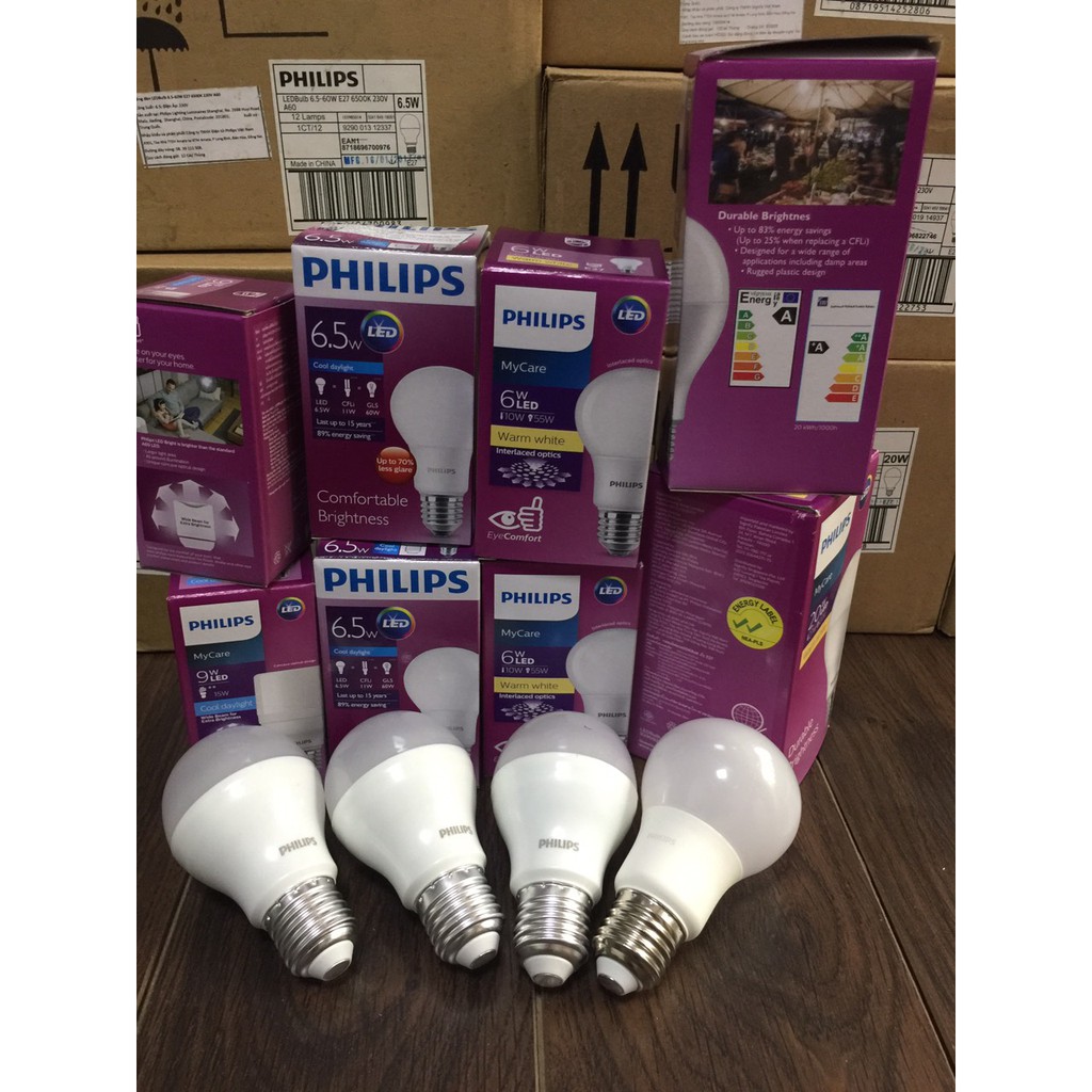 .Bóng đèn Led Bulb 4w, 6w, 8w Philips MyCare E27 A60 Tiết kiệm điện chất lượng sáng cao Bảo Hành 2 Năm