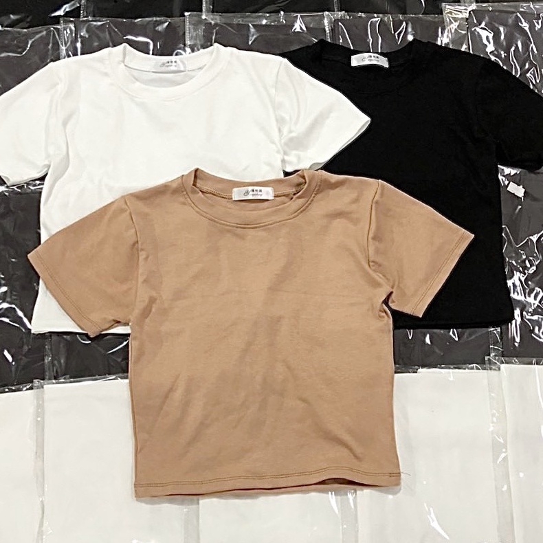 Áo thun croptop cộc tay nữ trơn bazic dễ phối đồ trẻ trung