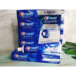 ( DEAL SIÊU RẺ ) COMBO 5 HỘP KEM ĐÁNH RĂNG CREST 3D WHITE ADVANCED WHITENING 147G