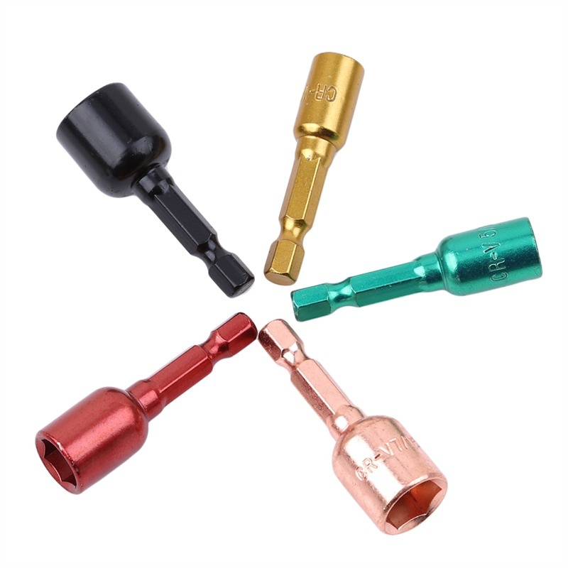 5Pcs/Set Chromium Vanadium Steel Drill Bit Nut Driver Drill Bit Hex Shank Metric Socket Wrench