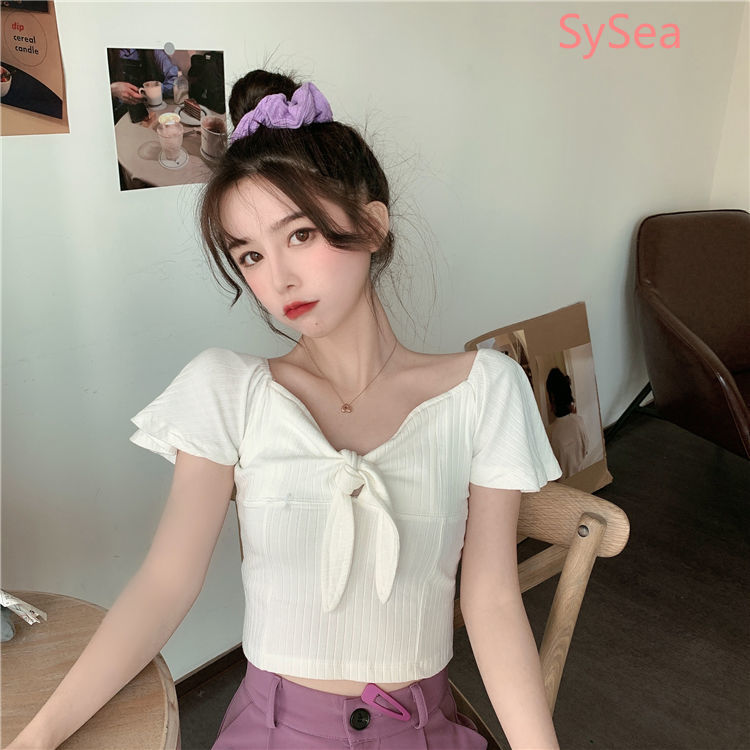 Áo Kiểu Trễ Vai Phối Nơ Thời Trang Mùa Hè Cho Phái Nữ