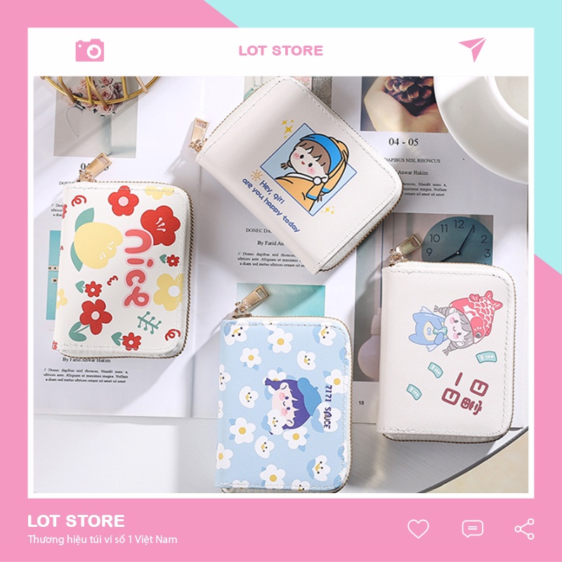 Ví nữ nhỏ ngắn bỏ túi nhiều ngăn cao cấp đựng tiền cute dễ thương LOT STORE VD530