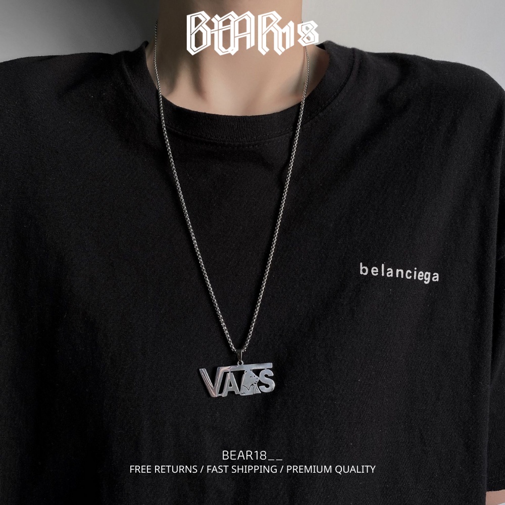 ( FULL SIZE ) Dây chuyền bạc thép titan không gỉ phong cách hiphop cá tính unisex logo brand BEAR18 - VC116