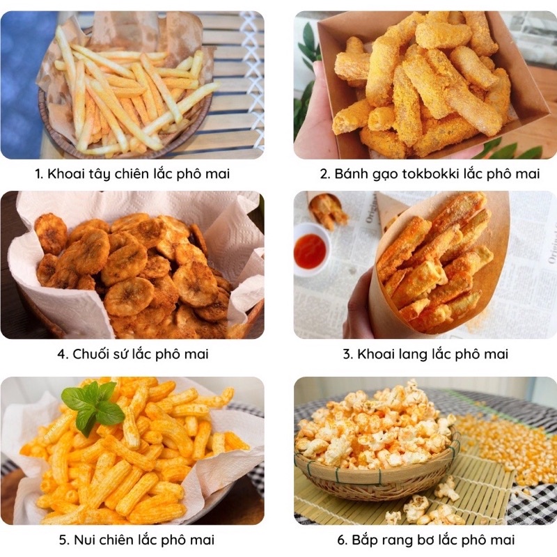 Bột phô mai lắc Hàn Quốc lắc bánh gạo, khoai tây, khoai lang, gà rán, bắp rang