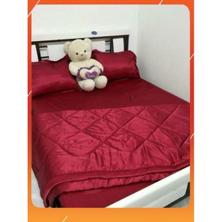 [Sale off] Chăn ga gối phi lụa_L24 (đỏ đô)