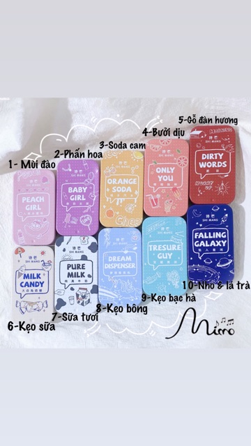 Nước hoa khô dạng sáp ShiMang hàng nội địa Trung sẵn hàng 10 mùi thơm hương vị trái cây nhiệt đới