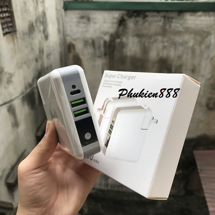 Sạc dự phòng 6700 + củ sạc + sạc không dây 3 in 1 - PK166