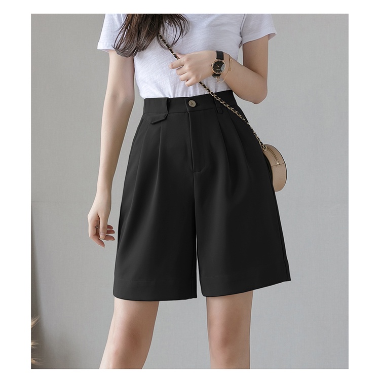 Quần lửng quốc dân ống rộng cạp cao đẹp - quần short ngố nữ khóa thật xinh chất tuyết mưa dày dặn Okella