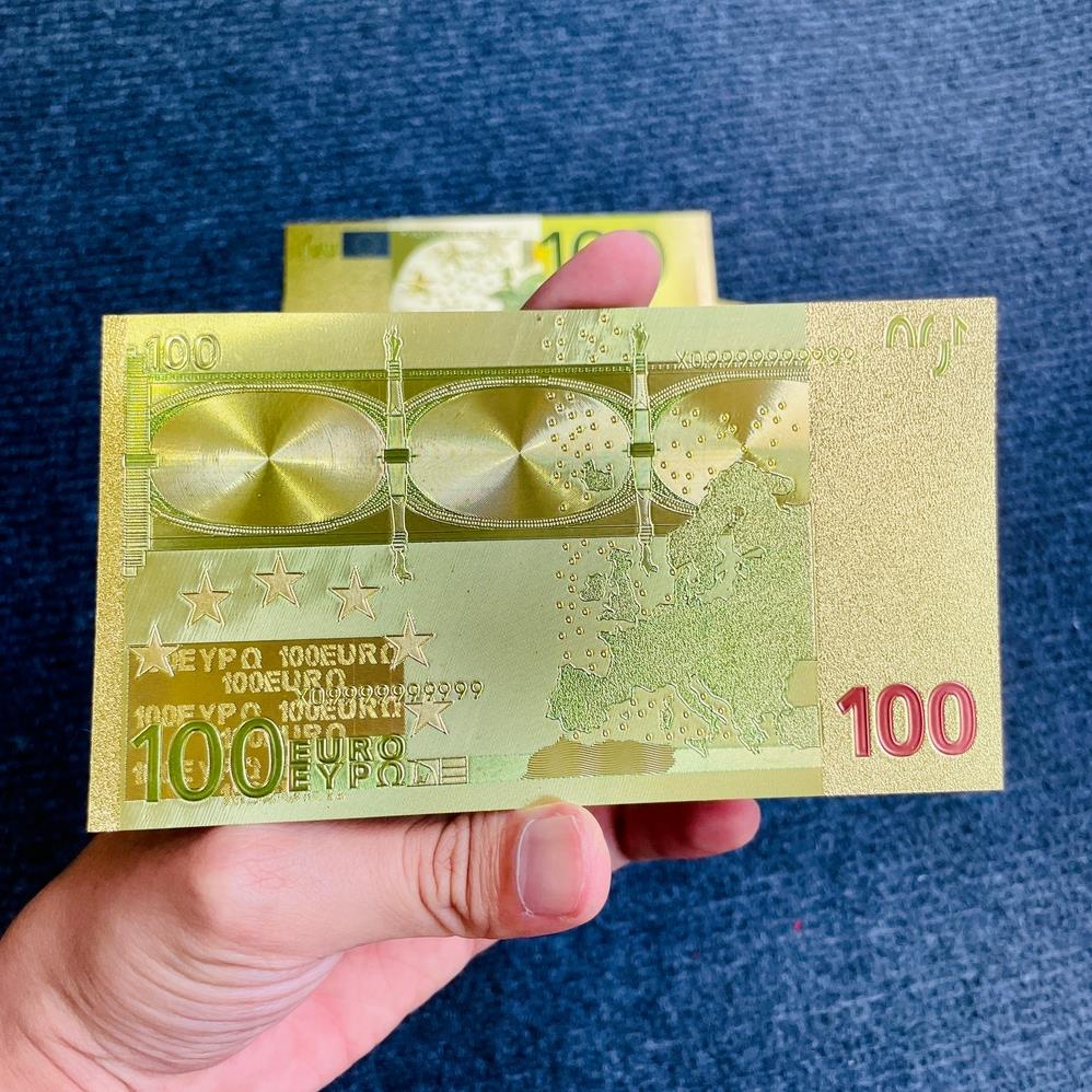 Tờ Tiền Kỉ Niệm 100 EURO Plastic Mạ Vàng Lì Xì Tết May Mắn