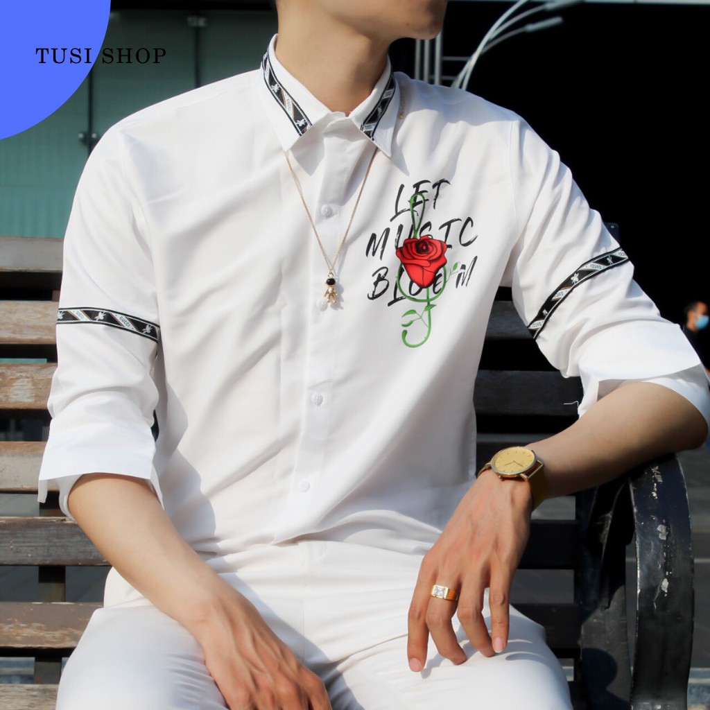 [SIÊU GIẢM GIÁ] Áo sơ mi trắng nam nữ cặp đôi chất liệu kate lụa in ICON | BigBuy360 - bigbuy360.vn