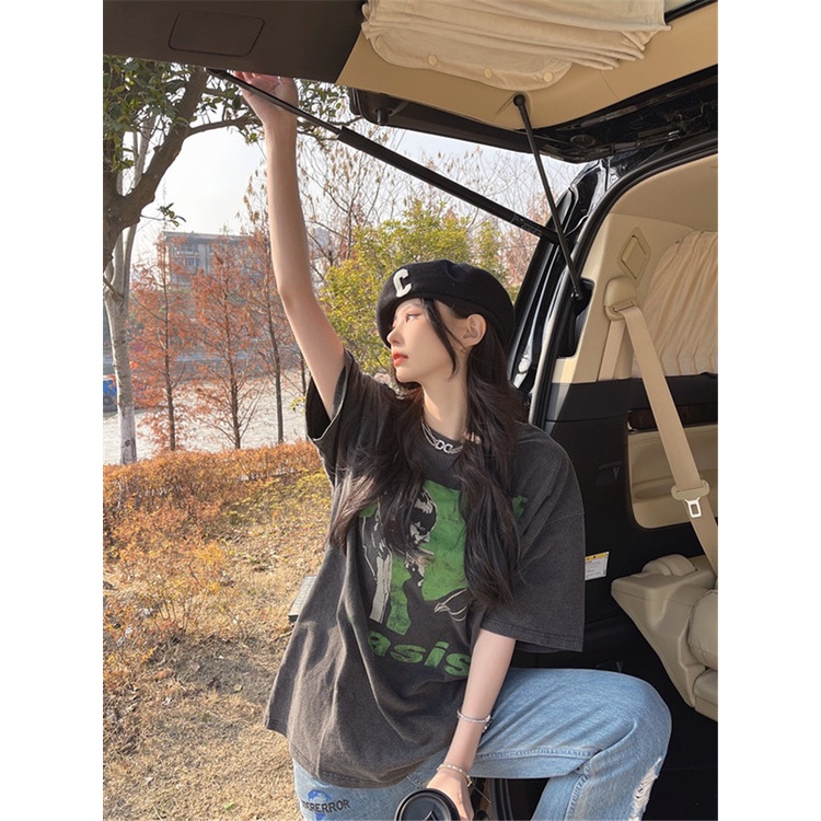 Áo Thun Tay Ngắn Dáng Rộng Chất Liệu Cotton In Họa Tiết Thời Trang Mùa Hè Cho Nữ