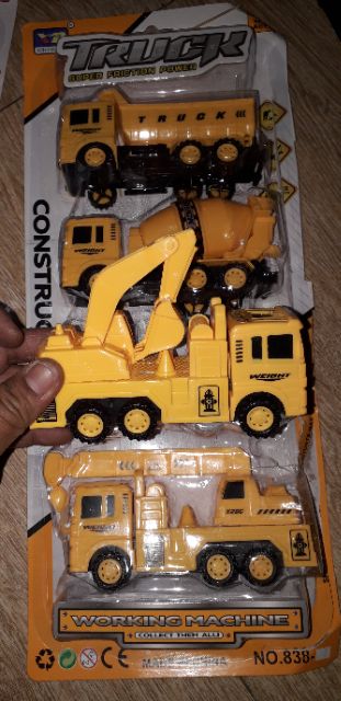 Sét 4 chiếc xe công trình hoặc 4 xe cứu hỏa bằng nhựa chạy chớn