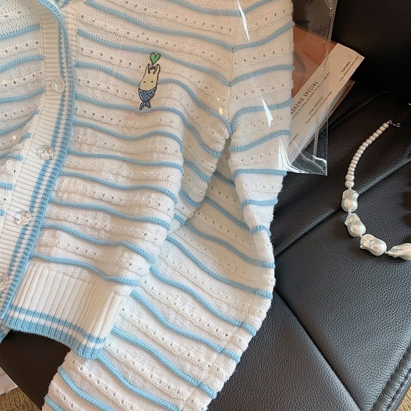 Áo Khoác Cardigan Dệt Kim Hoạ Tiết Kẻ Sọc Cho Phái Nữ  tao bao