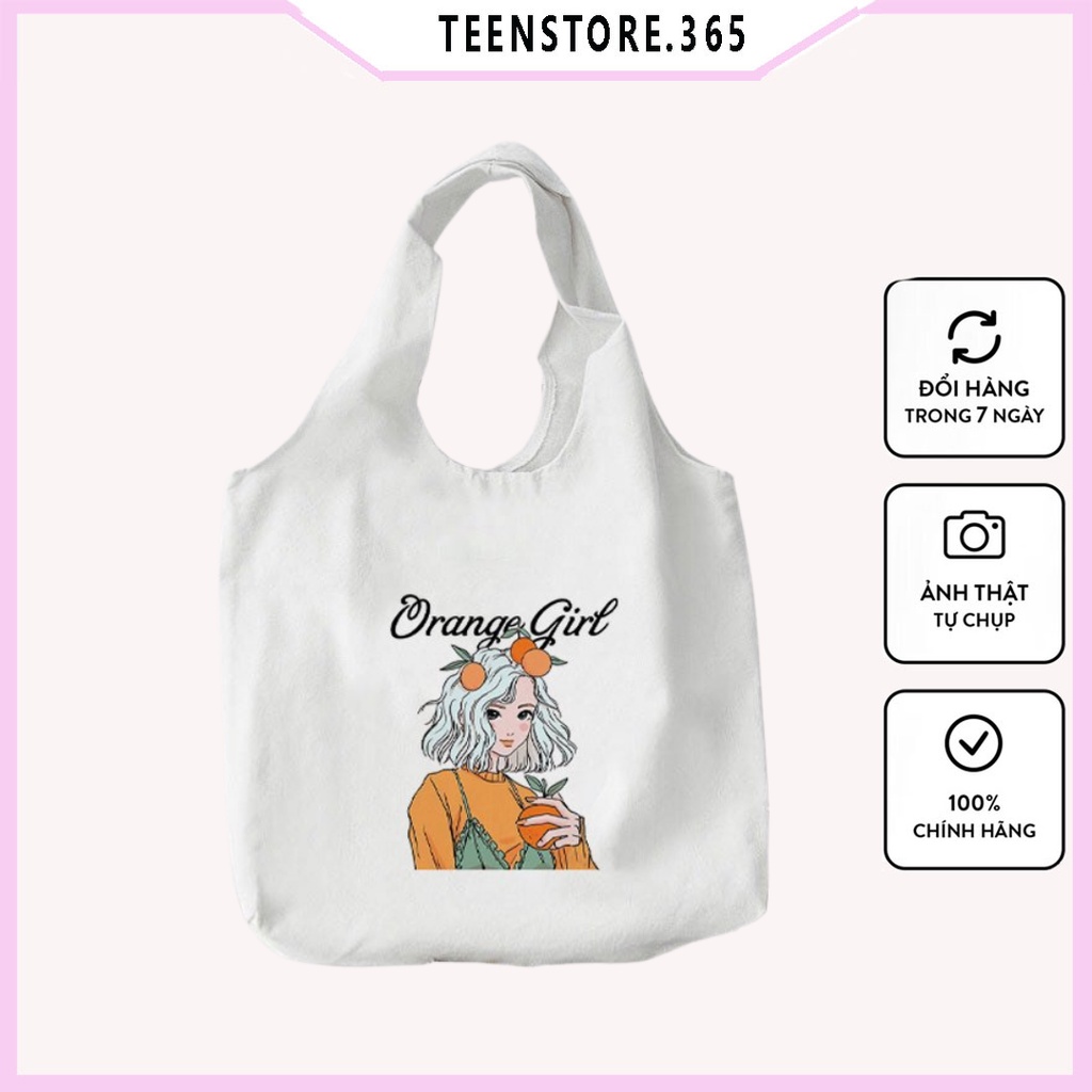 Túi tote in Orange Girl TT06  chất liệu vải kaki hàn kích thước 30*36 cm -Teenstore.365